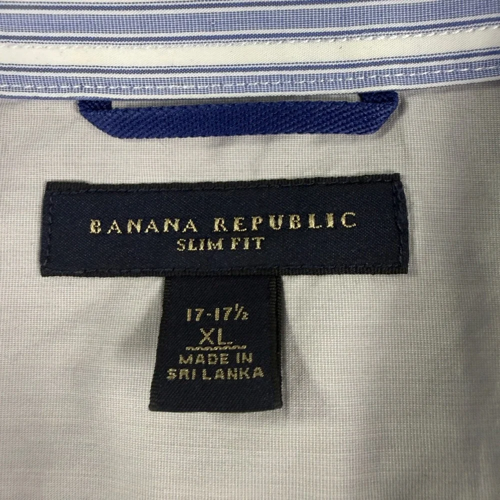Banana Republic Slim Fit Button Up Shirt Mens XL Blue White Stripe Fall 2008